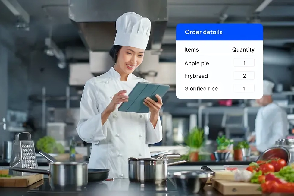 CFO analyzing cost savings data on a tablet